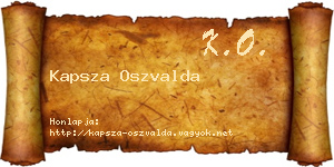 Kapsza Oszvalda névjegykártya